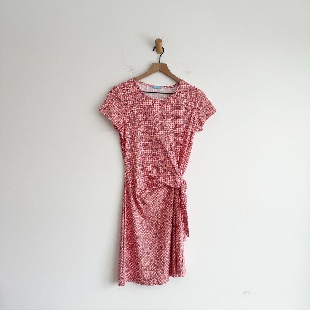 J. McLaughlin Dress Side Knot Pink Orange Women's Size Small Short Sleeve